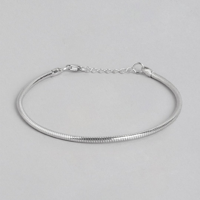 Sleek and Slender Rhodium Plated 925 Sterling Silver Bracelet