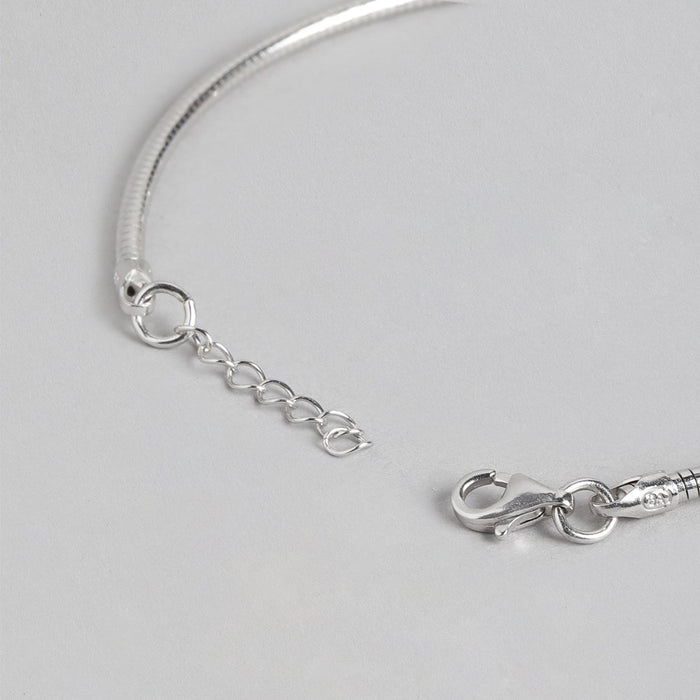 Sleek and Slender Rhodium Plated 925 Sterling Silver Bracelet