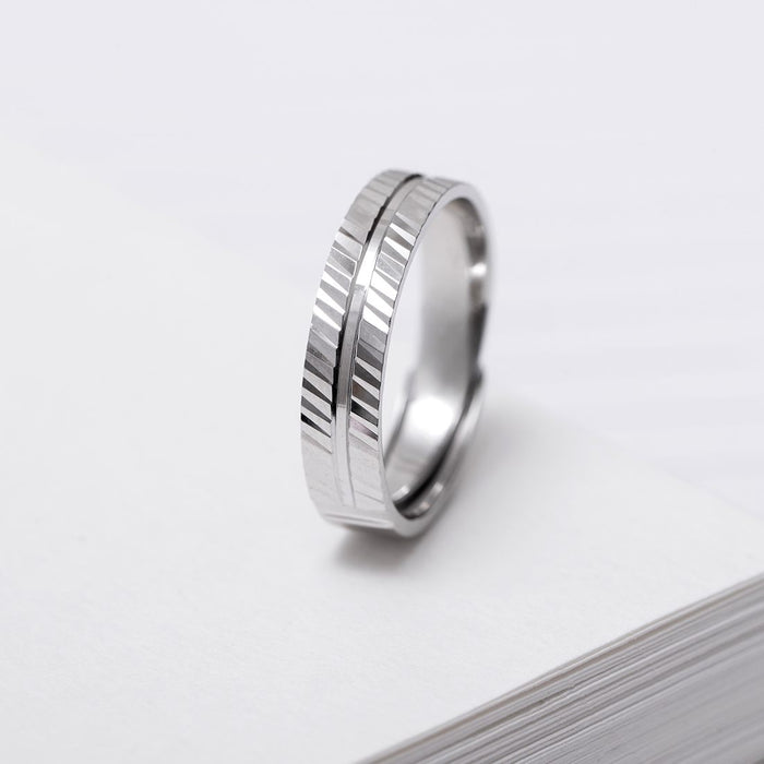 Sleek Crisscross Rhodium Plated 925 Sterling Silver Men's Ring