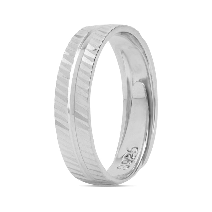 Sleek Crisscross Rhodium Plated 925 Sterling Silver Men's Ring
