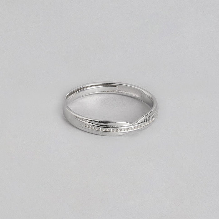 Sleek adjustable 925 Sterling Silver men's ring with textured detail. Perfect silver ring gift for him – Zavya