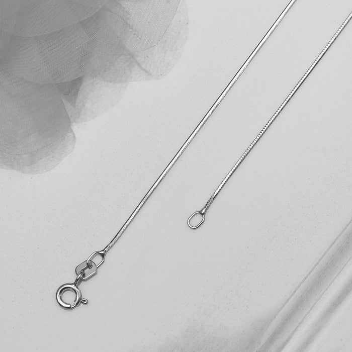 Sleek Feather Rhodium Plated 925 Silver Snake Chain Anklet