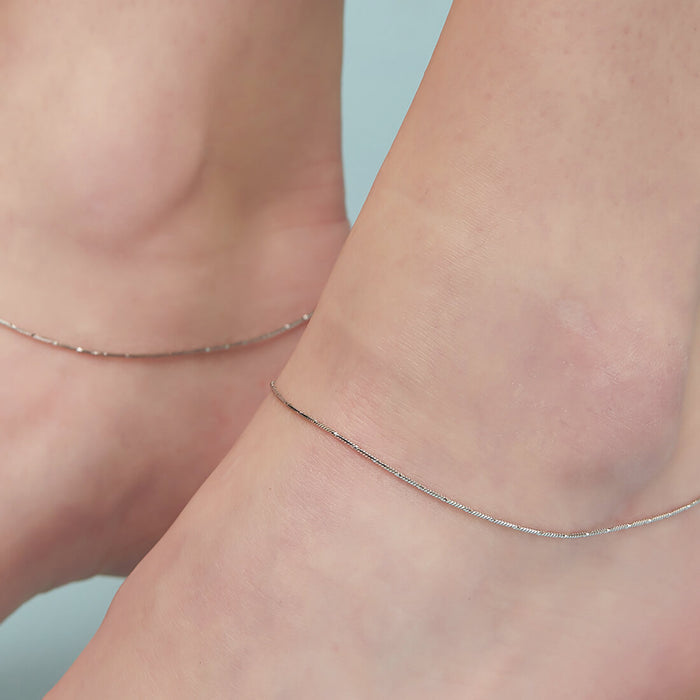Sleek Minimal Chain Rhodium Plated 925 Sterling Silver Anklet