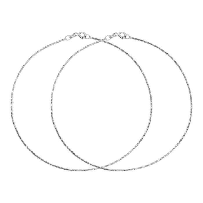 Sleek Minimal Chain Rhodium Plated 925 Sterling Silver Anklet