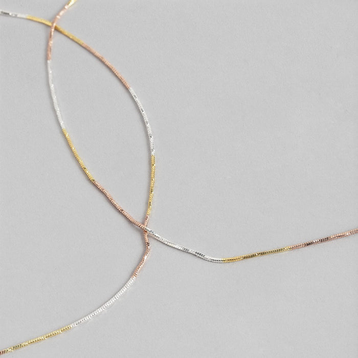 Sleek & Modern Triple Tone 925 Sterling Silver Anklet