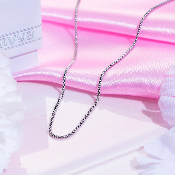 Sleek Radiance Rhodium-Plated 925 Sterling Silver Plain Chain