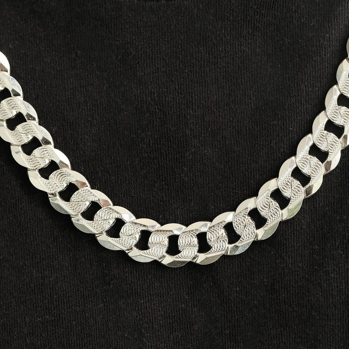 Sleek Rhodium-Plated Linked Chain 925 Sterling Silver Men's Chain