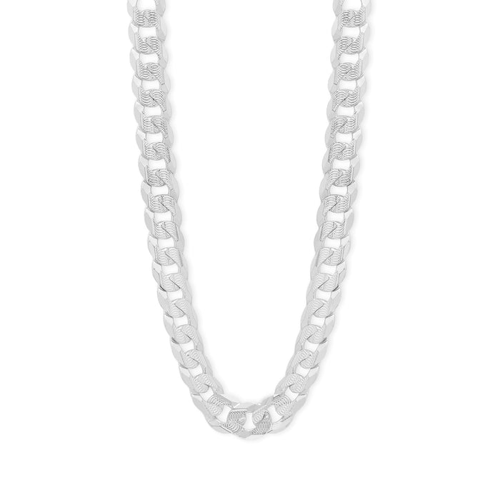Sleek Rhodium-Plated Linked Chain 925 Sterling Silver Men's Chain