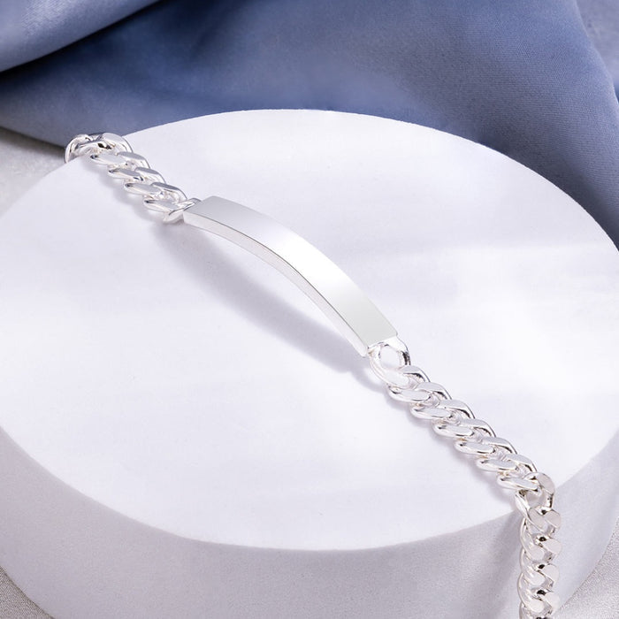 Sleek Silver Plated 925 Sterling Silver Men's Bracelet