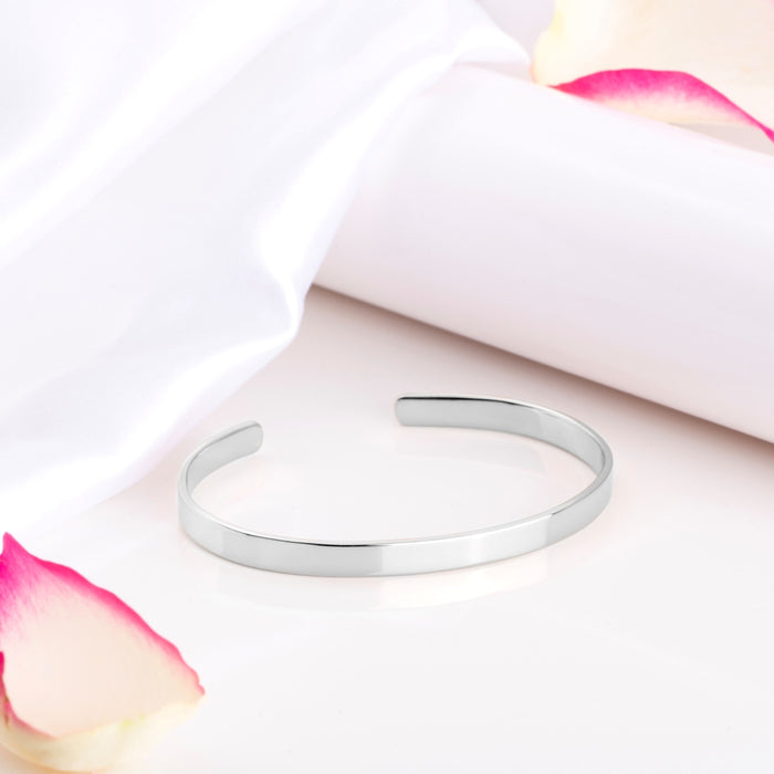 Sleek Sophistication 925 Sterling Silver Rhodium-Plated Plain Bangle Bracelet