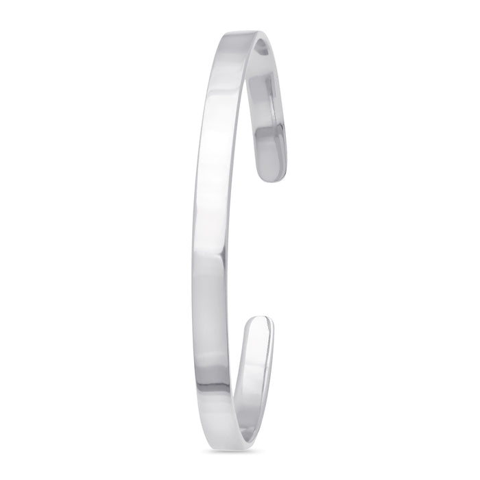 Sleek Sophistication 925 Sterling Silver Rhodium-Plated Plain Bangle Bracelet