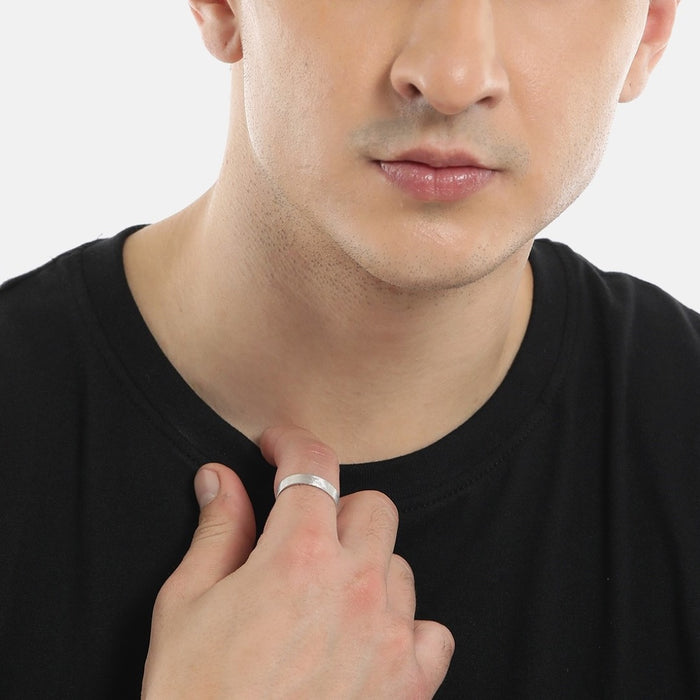 Sleek Sophistication Rhodium-Plated 925 Sterling Silver Men's Ring (Adjustable)