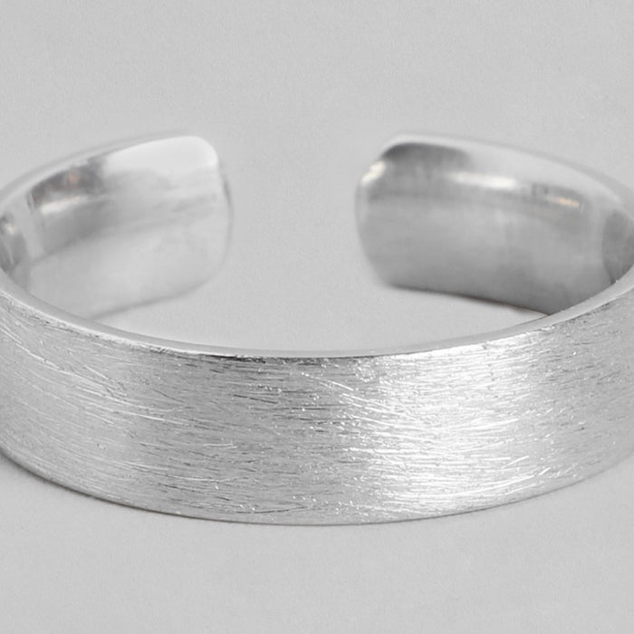 Sleek Sophistication Rhodium-Plated 925 Sterling Silver Men's Ring (Adjustable)