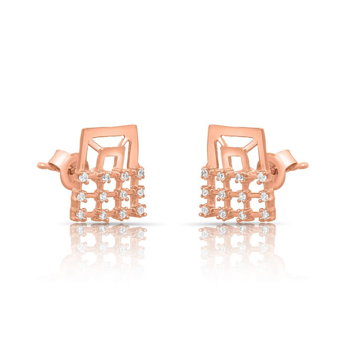 Sleek Square Rose Gold Plated 925 Sterling Silver Earrings
