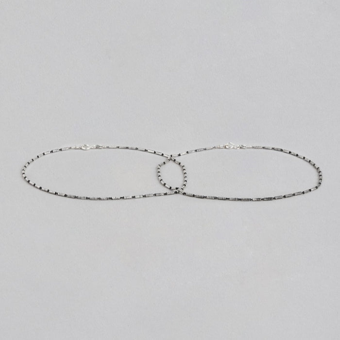 Sleek Symphony Rhodium-Plated 925 Sterling Silver Chain Anklet
