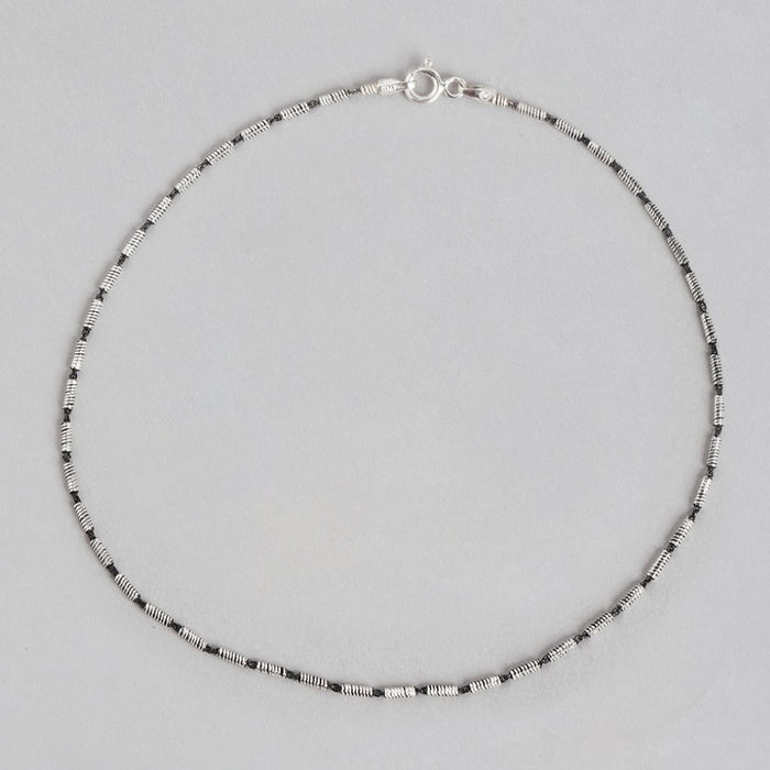 Sleek Symphony Rhodium-Plated 925 Sterling Silver Chain Anklet