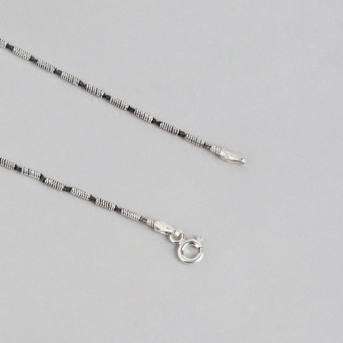 Sleek Symphony Rhodium-Plated 925 Sterling Silver Chain Anklet