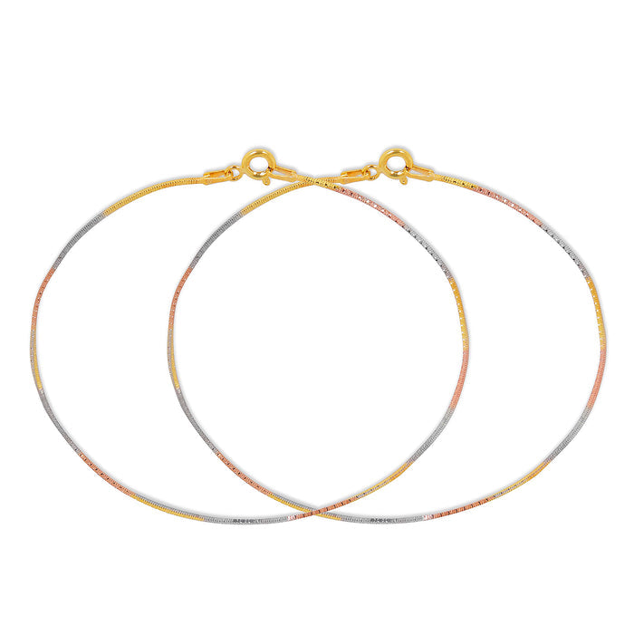 Sleek Triple Tone 925 Silver Anklet
