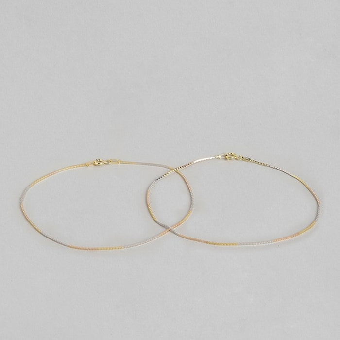 Sleek Triple Tone 925 Silver Anklet
