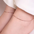 Sleeky Curb Chain 925 Silver Anklet in Rose Gold