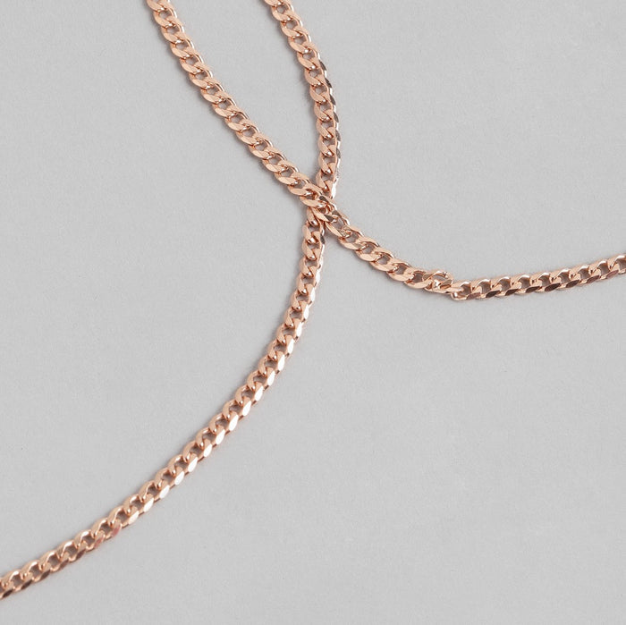 Sleeky Curb Chain 925 Silver Anklet in Rose Gold