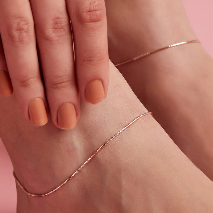 Sleeky Dual Toned 925 Sterling Silver Anklet