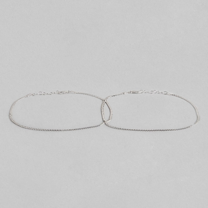 Sleeky Rhodium Plated Link Chain 925 Silver Anklet