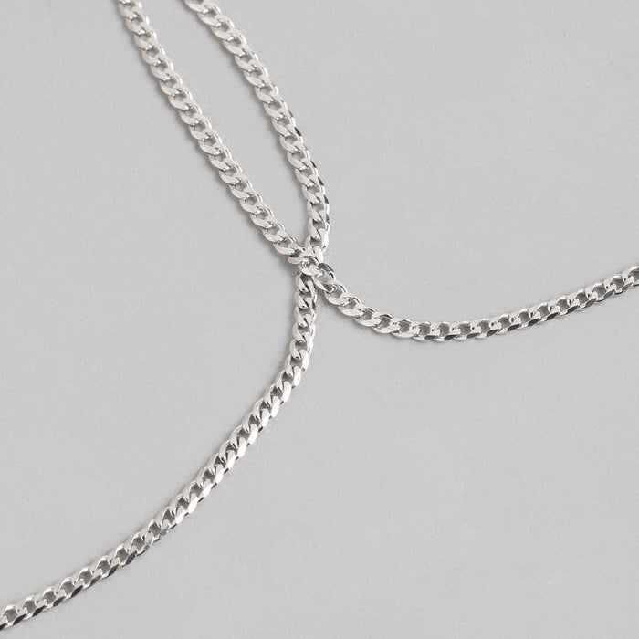 Sleeky Rhodium Plated Link Chain 925 Silver Anklet