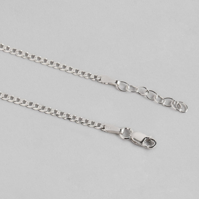 Sleeky Rhodium Plated Link Chain 925 Silver Anklet