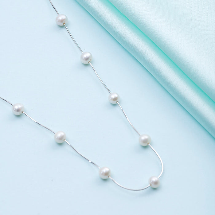 Snake Chain Pearl 925 Silver Necklace