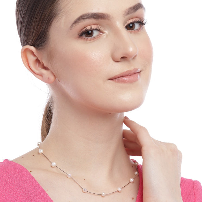 Snake Chain Pearl 925 Silver Necklace