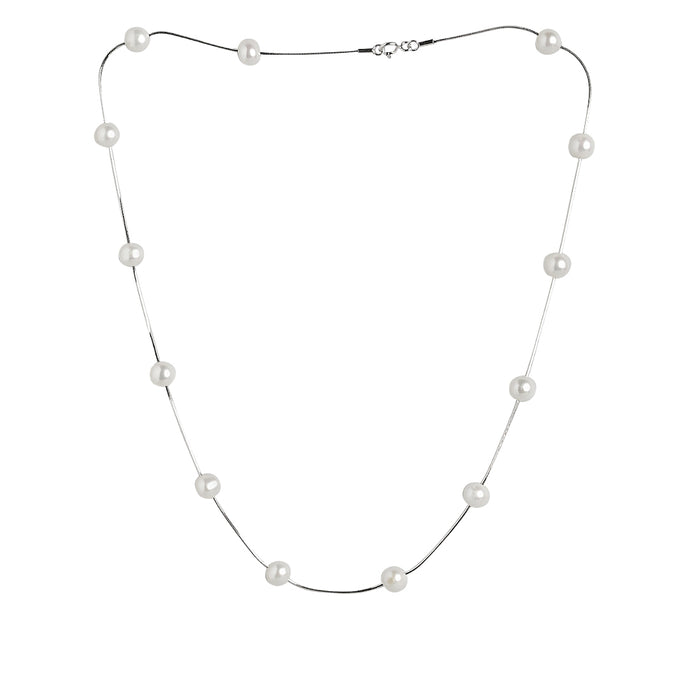 Snake Chain Pearl 925 Silver Necklace