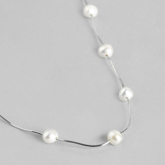 Snake Chain Pearl 925 Silver Necklace