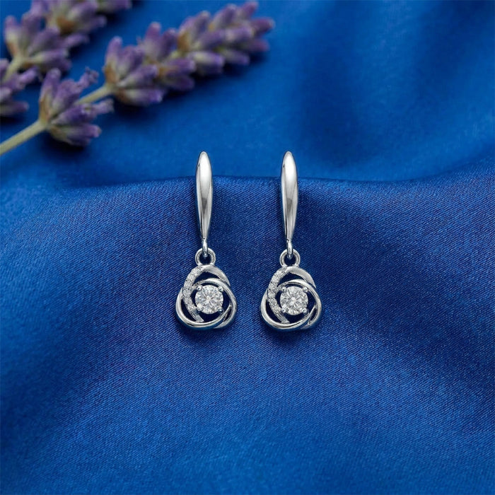 Soft Orbit Rhodium Plated 925 Silver Drop Earrings