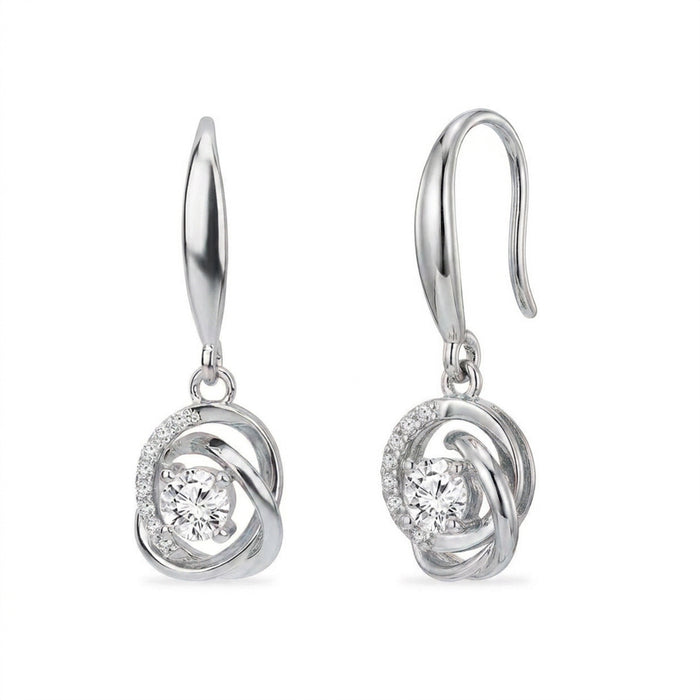 Soft Orbit Rhodium Plated 925 Silver Drop Earrings