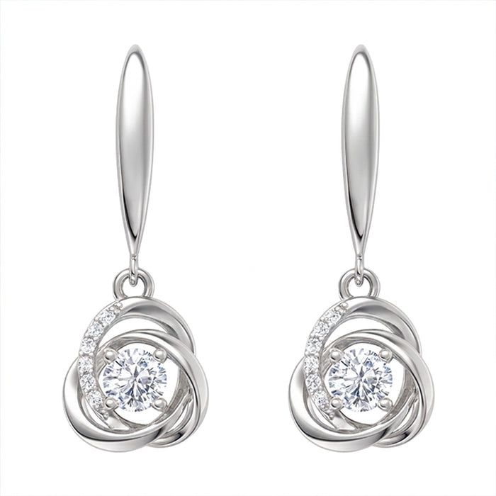 Soft Orbit Rhodium Plated 925 Silver Drop Earrings