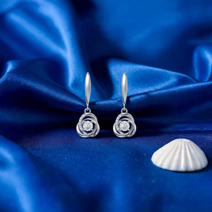 Soft Orbit Rhodium Plated 925 Silver Drop Earrings