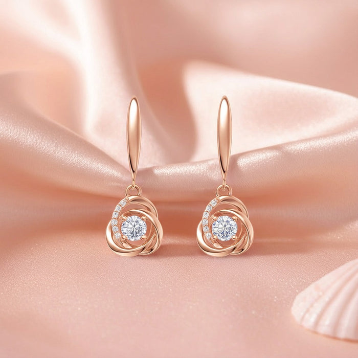 925 Sterling Silver Soft Orbit Rose Gold Silver Drop Earrings for Women – Zavya