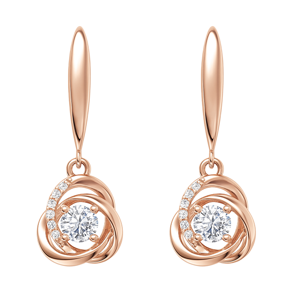 Rose gold 925 Sterling Silver drop earrings for women featuring a sparkling orbit design. – Zavya