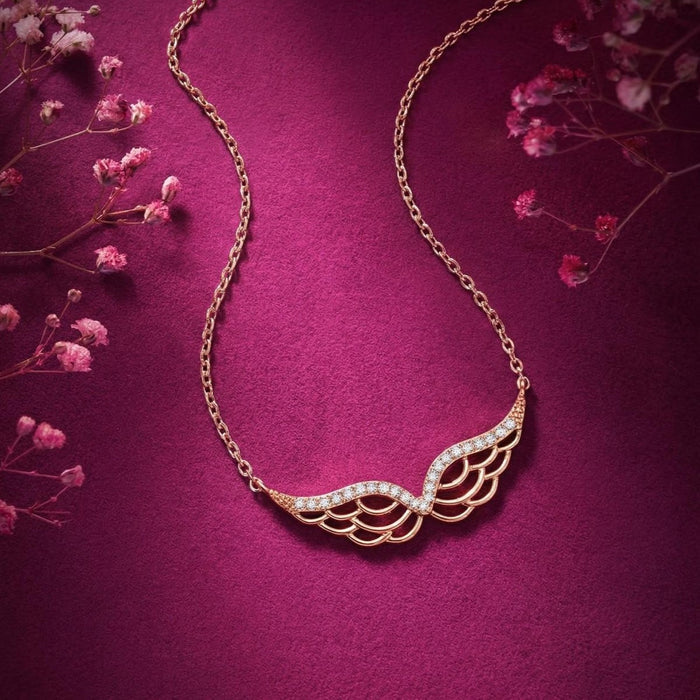 Soft Wing Rose Gold 925 Sterling Silver Necklace
