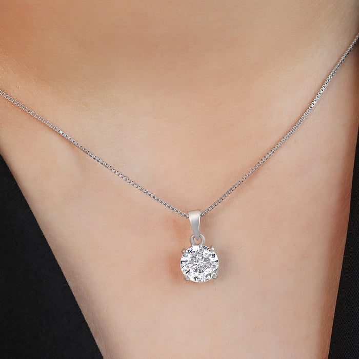 Solitaire 925 Silver Necklace Chain Gift Hamper