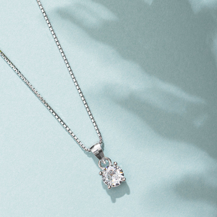Solitaire 925 Silver Necklace Chain Gift Hamper