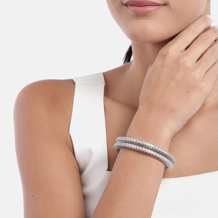 Solitaire 925 Sterling Silver Bangles