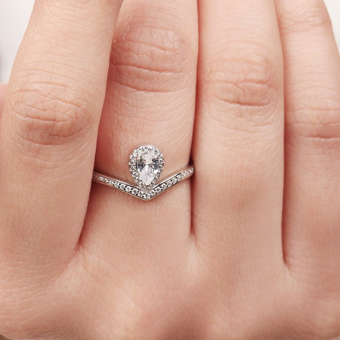 Solitaire Cubic Zirconia Studded 925 Sterling Silver Rhodium Plated Ring (Adjustable)