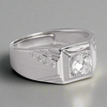 925 Sterling Silver CZ Studded Rhodium Plated 925 Sterling Silver Ring for Him (Adjustable) for Women – Zavya