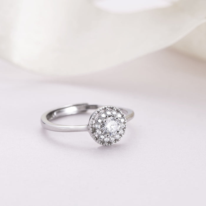 Solitaire CZ Studded 925 Sterling Silver Ring (Adjustable)