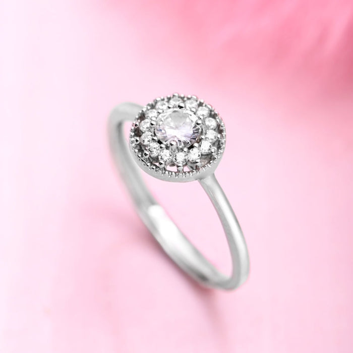 Solitaire CZ Studded 925 Sterling Silver Ring (Adjustable)