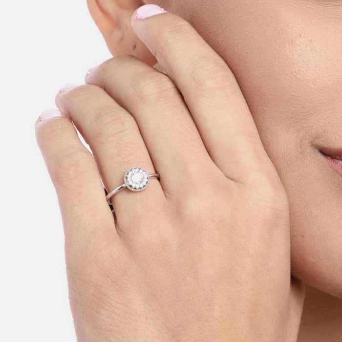 Solitaire CZ Studded 925 Sterling Silver Ring (Adjustable)