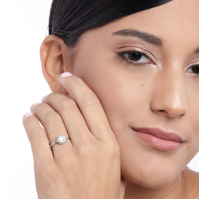 Solitaire CZ Studded 925 Sterling Silver Ring (Adjustable)