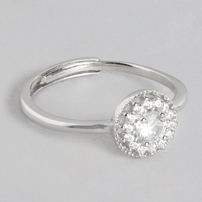 Solitaire CZ Studded 925 Sterling Silver Ring (Adjustable)